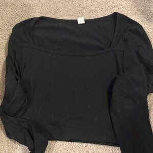 Black Long Sleeve Crop Top